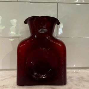 Ruby red Blenko Glass Co. “MINI Series" double spout water bottle